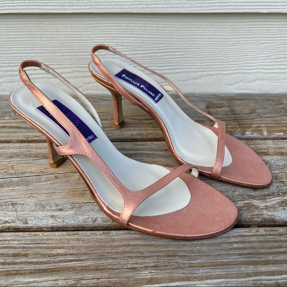 Phyllis Poland Shoes - Vintage rose gold strappy heels NWOT